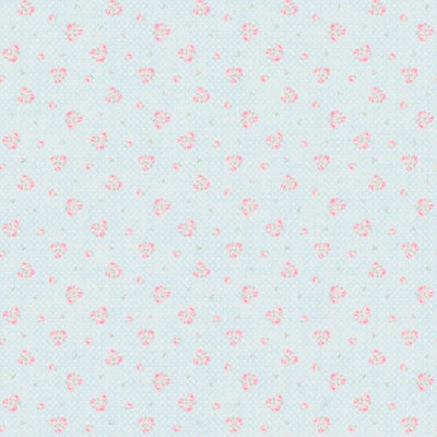 Galerie Maison Charme Pink/Blue Vintage Rose Motif Wallpaper Roll