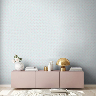 Galerie Maison Charme Pink/Blue Vintage Rose Motif Wallpaper Roll