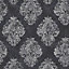 Galerie Metallic Fx Black Silver Metallic Damask Textured Wallpaper