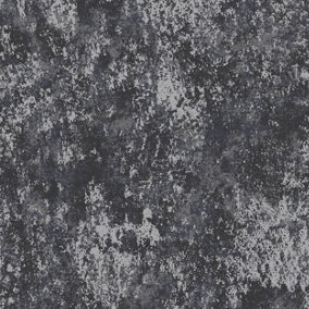 Galerie Metallic Fx Black Silver Metallic Industrial Texture Textured Wallpaper