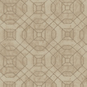 Galerie Metallic Fx Gold Beige Metallic Geometric Textured Wallpaper