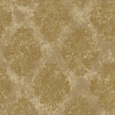 Galerie Metallic Fx Gold Dark Gold Metallic Damask Textured Wallpaper