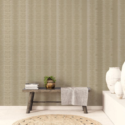 Galerie Metallic Fx Gold Metallic Layered Stripe Textured Wallpaper