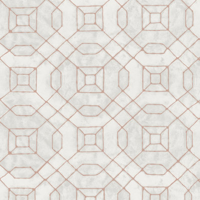 Galerie Metallic Fx Rose Gold Metallic Geometric Textured Wallpaper