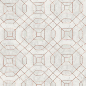 Galerie Metallic Fx Rose Gold Metallic Geometric Textured Wallpaper