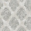 Galerie Metallic Fx Silver Beige Metallic Damask Textured Wallpaper