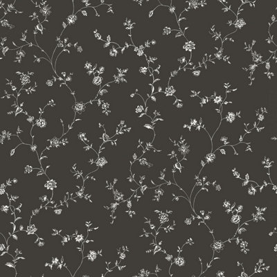 Galerie Miniatures 2 Black White Floral Trail Smooth Wallpaper