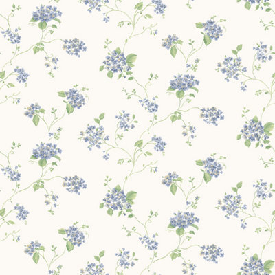 Galerie Miniatures 2 Blue Green White Small Floral Trail Smooth Wallpaper