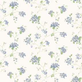 Galerie Miniatures 2 Blue Green White Small Floral Trail Smooth Wallpaper