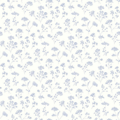 Galerie Miniatures 2 Blue White Cow Parsley Smooth Wallpaper