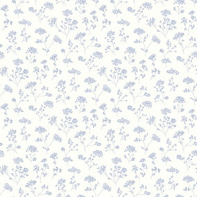 Galerie Miniatures 2 Blue White Cow Parsley Smooth Wallpaper