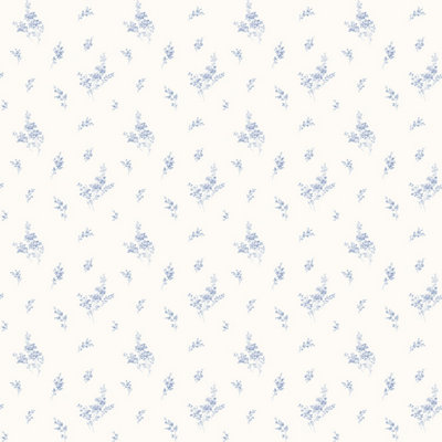 Galerie Miniatures 2 Blue White Small Floral Sprig Smooth Wallpaper