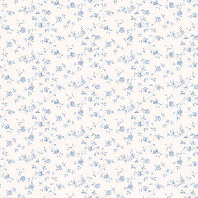 Galerie Miniatures 2 Blue White Small Rose Trail Smooth Wallpaper