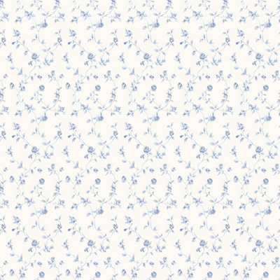 Galerie Miniatures 2 Blue White Small Rose Trail Smooth Wallpaper