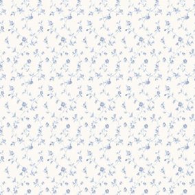 Galerie Miniatures 2 Blue White Small Rose Trail Smooth Wallpaper
