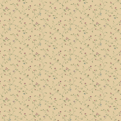 Galerie Miniatures 2 Cream Green Pink Blue Small Floral Trail Smooth Wallpaper