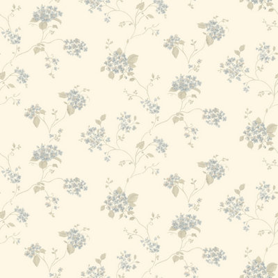 Galerie Miniatures 2 Cream Hydrangea Trail Smooth Wallpaper