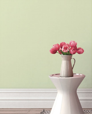 Galerie Miniatures 2 Green White Small Gingham Plaid Smooth Wallpaper