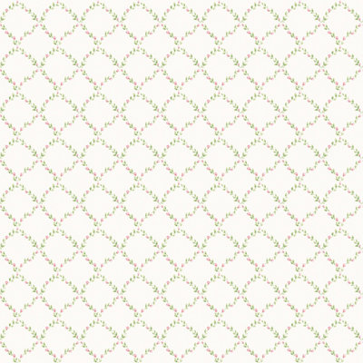 Galerie Miniatures 2 Pink Green White Small Rose Trail Smooth Wallpaper