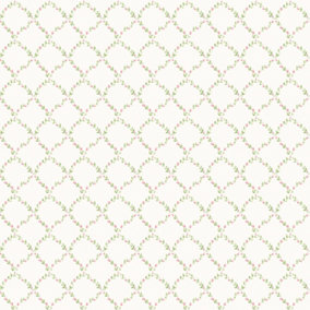 Galerie Miniatures 2 Pink Green White Small Rose Trail Smooth Wallpaper