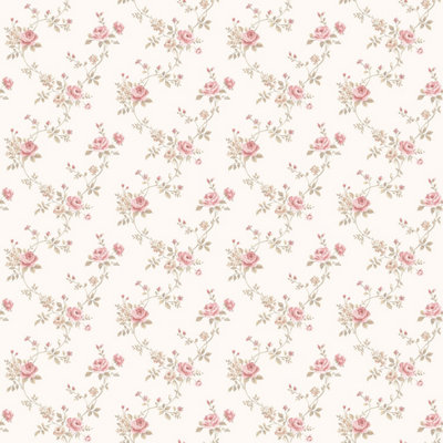 Galerie Miniatures 2 Pink White Cream Medium rose trail Smooth Wallpaper