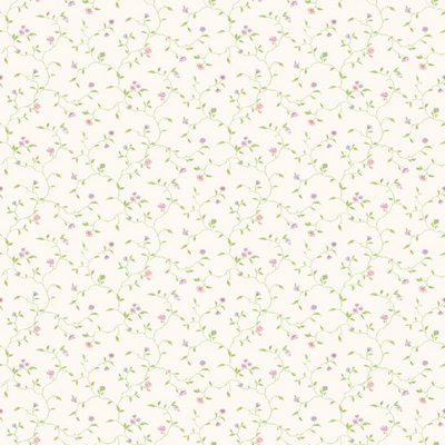 Galerie Miniatures 2 Pink White Green Purple Small Floral Trail Smooth Wallpaper