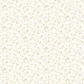 Galerie Miniatures 2 Pink White Green Purple Small Floral Trail Smooth Wallpaper