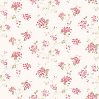 Galerie Miniatures 2 Pink White Hydrangea Trail Smooth Wallpaper