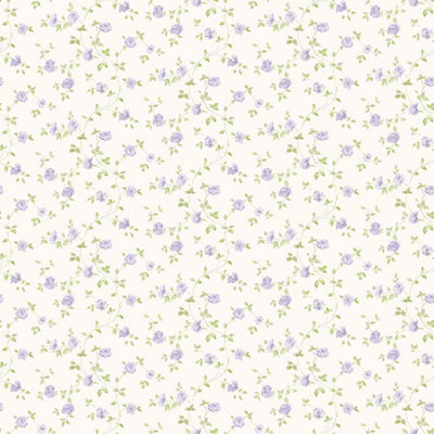 Galerie Miniatures 2 Purple Green White Small Rose Trail Smooth Wallpaper