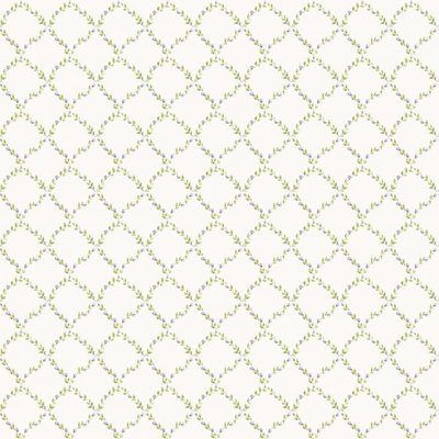 Galerie Miniatures 2 Purple Green White Small Rose Trail Smooth Wallpaper