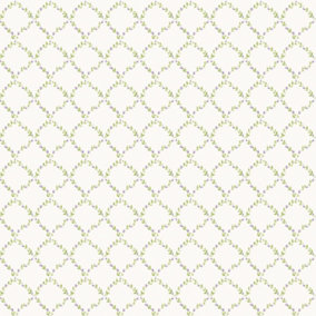 Galerie Miniatures 2 Purple Green White Small Rose Trail Smooth Wallpaper