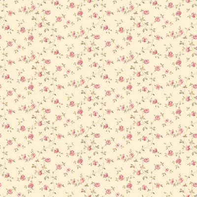 Galerie Miniatures 2 Red Cream Brown Small Rose Trail Smooth Wallpaper