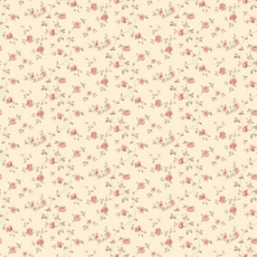 Galerie Miniatures 2 Red Cream Brown Small Rose Trail Smooth Wallpaper