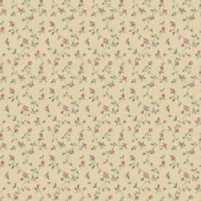 Galerie Miniatures 2 Red Cream Green Small Rose Trail Smooth Wallpaper
