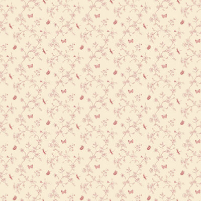 Galerie Miniatures 2 Red Cream Pink Small Floral Butterfly Dragonfly Smooth Wallpaper