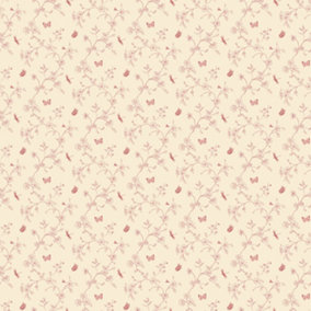 Galerie Miniatures 2 Red Cream Pink Small Floral Butterfly Dragonfly Smooth Wallpaper