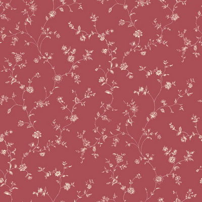 Galerie Miniatures 2 Red Floral Trail Smooth Wallpaper