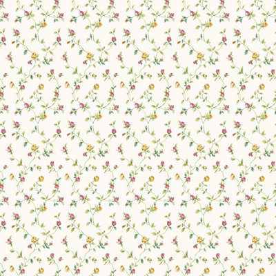 Galerie Miniatures 2 Red Yellow Green White Small Rose Trail Smooth Wallpaper