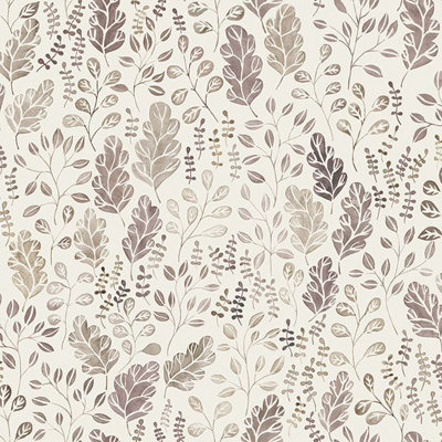 Galerie Morgongava Brown Leaf Motif Wallpaper Roll