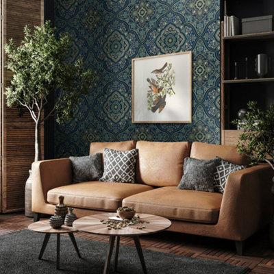 Galerie Mulberry Tree Blue Floral Pattern Wallpaper Roll