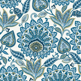 Galerie Mulberry Tree Blue Floral Pattern Wallpaper Roll