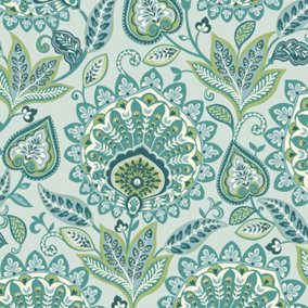 Galerie Mulberry Tree Blue Green Floral Pattern Wallpaper Roll
