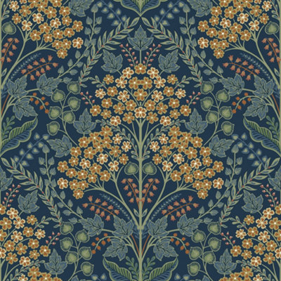 Galerie Mulberry Tree Blue Multicoloured Floral Leaf Wallpaper Roll