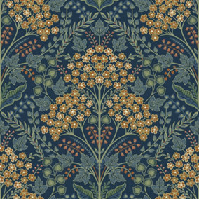 Galerie Mulberry Tree Blue Multicoloured Floral Leaf Wallpaper Roll
