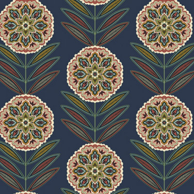 Galerie Mulberry Tree Blue Multicoloured Floral Wallpaper Roll