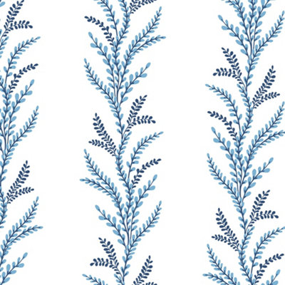 Galerie Mulberry Tree Blue White Fern Leaf Wallpaper Roll