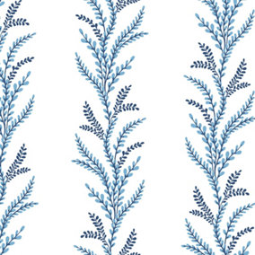 Galerie Mulberry Tree Blue White Fern Leaf Wallpaper Roll
