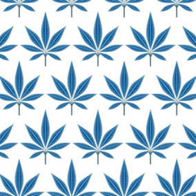 Galerie Mulberry Tree Blue White Palm Leaf Wallpaper Roll