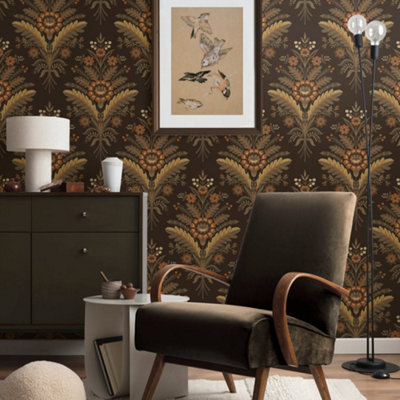 Galerie Mulberry Tree Bronze Floral Leaf Wallpaper Roll