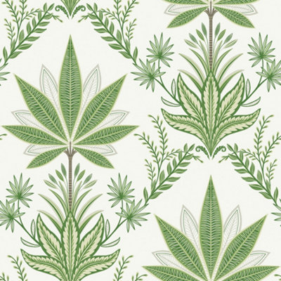 Galerie Mulberry Tree Green Palm Leaf Wallpaper Roll